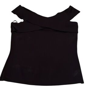 Eliza J size XL navy blue sleeveless off shoulder fine knit top